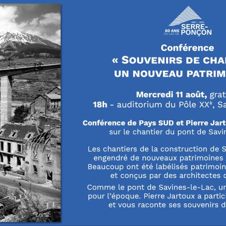 CONFERENCE GRATUITE SOUVENIR DE CHANTIER UN NOUVEAU PATRIMOINE LE 11 Août 2021 à 18 h au Pole du XXème