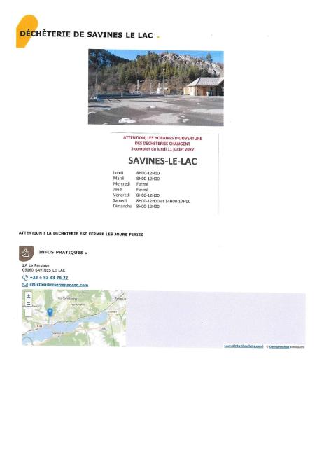 DECHETERIE NOUVEAUX HORAIRES